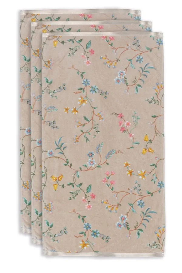 Outlet Pip Studio Badetuch Set/3 Les Fleurs 55x100 cm Khaki