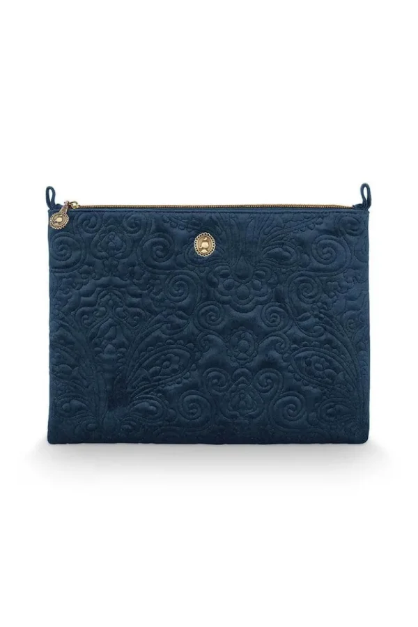 Outlet Pip Studio Flaches Necessaire Gross Samt Quiltey Days Blau