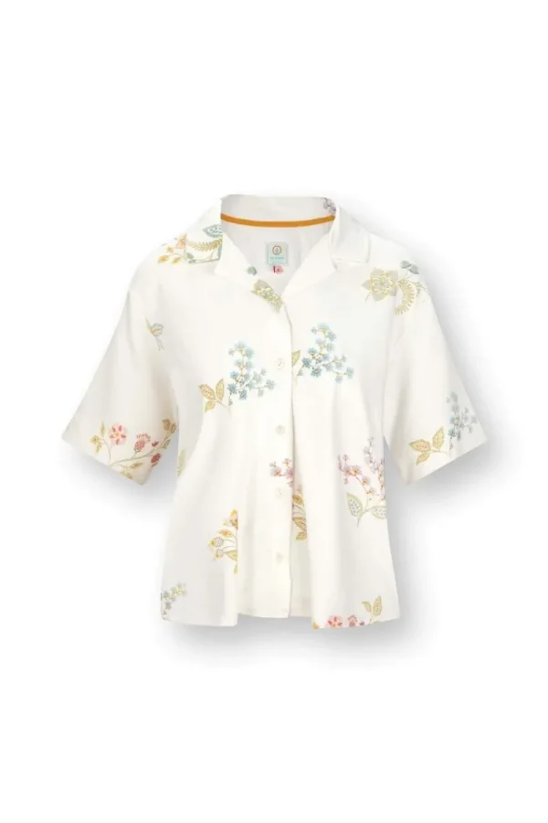 Hot Pip Studio Flora Top Kurze Ärmeln Blossom Chique Weiss