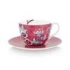 Hot Pip Studio Flower Festival Cappuccino Tasse & Undertasse Dunkel Rosa