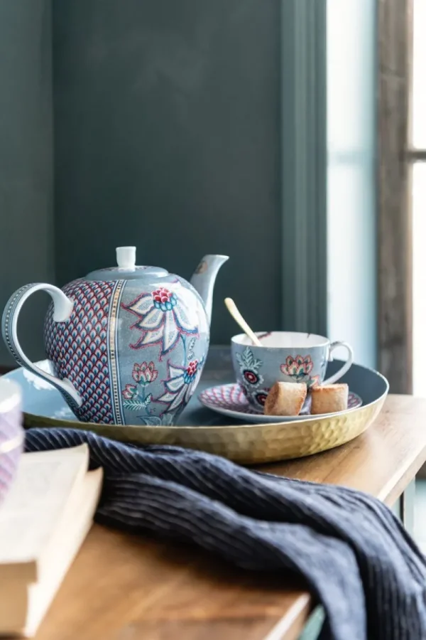 Flash Sale Pip Studio Flower Festival Cappuccino Tasse & Undertasse Hell Blau