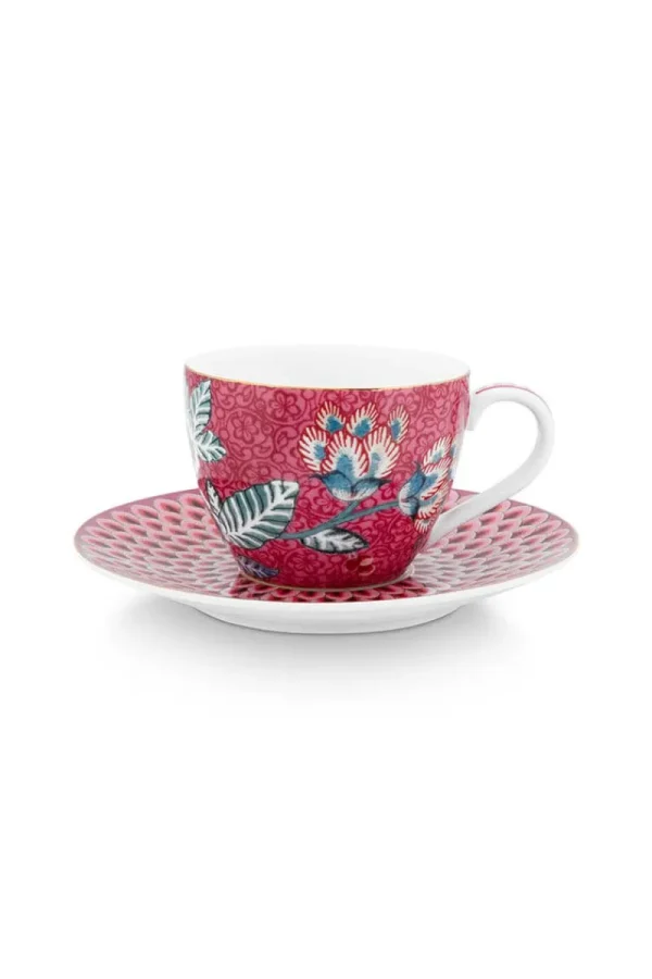 Sale Pip Studio Flower Festival Espresso Tasse & Undertasse Dunkel Rosa