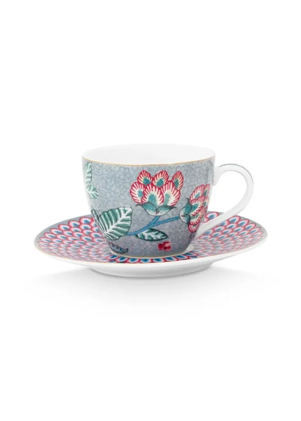 Cheap Pip Studio Flower Festival Espresso Tasse & Undertasse Hell Blau