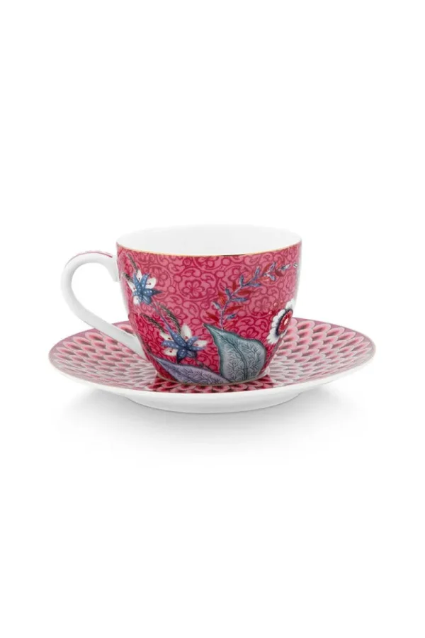 Sale Pip Studio Flower Festival Espresso Tasse & Undertasse Dunkel Rosa