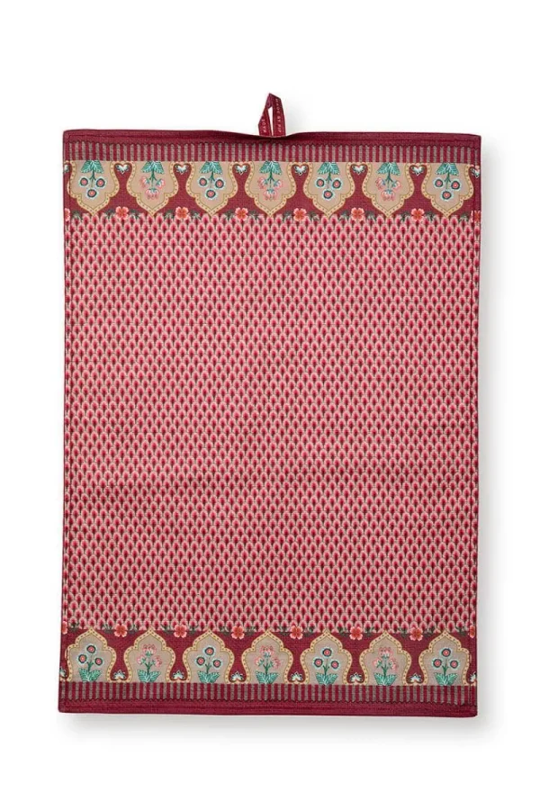 Sale Pip Studio Flower Festival Geschirrtuch Rot/Dunkel Rosa