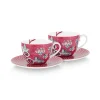 Cheap Pip Studio Flower Festival Set/2 Cappuccino Tasse & Undertasse Dunkel Rosa