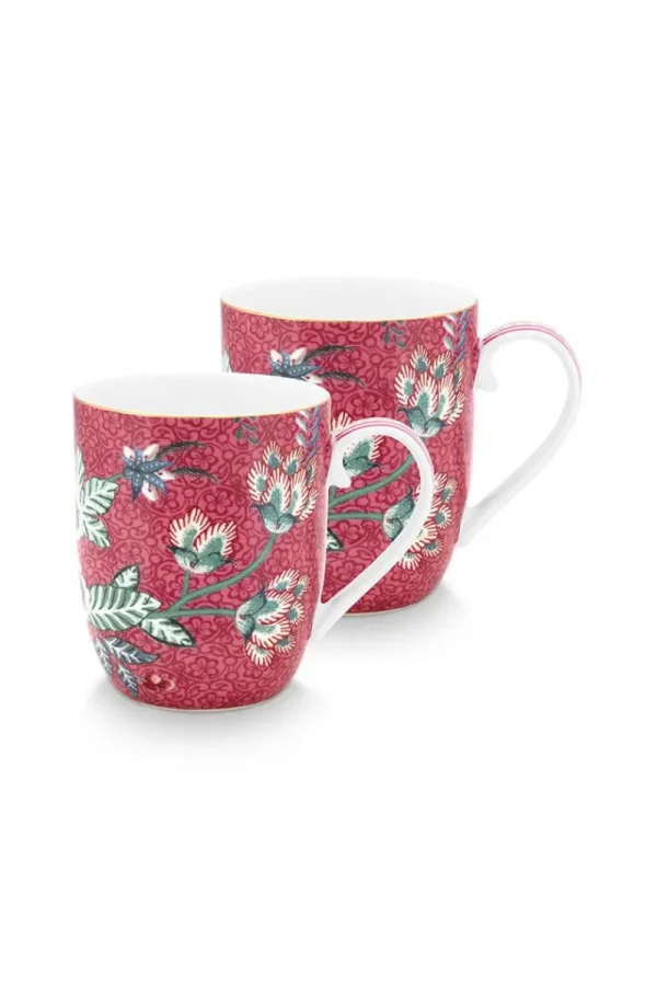 Fashion Pip Studio Flower Festival Set/2 Tassen Klein Dunkel Rosa