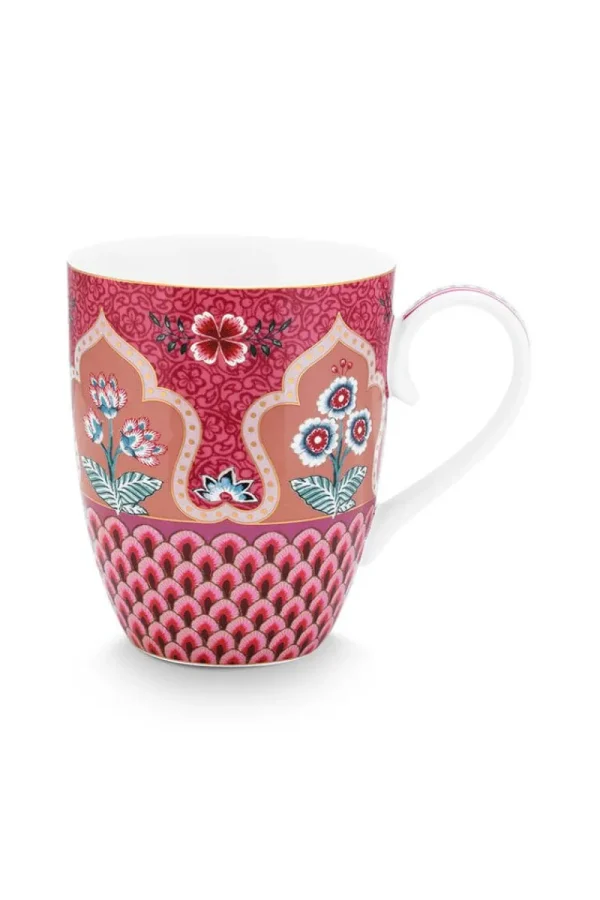 New Pip Studio Flower Festival Tasse Gross Deco Dunkel Rosa