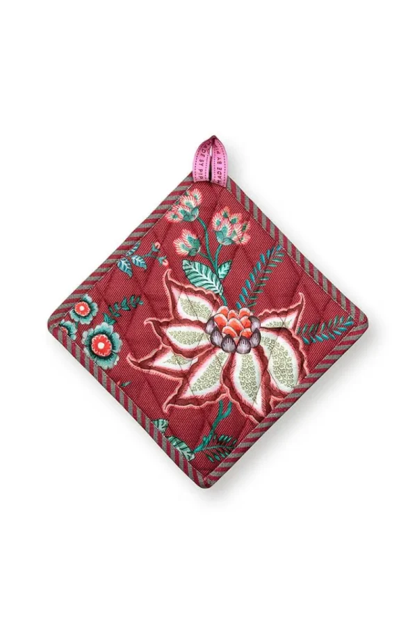 Sale Pip Studio Flower Festival Topflappen Quadratisch Dunkel Rosa