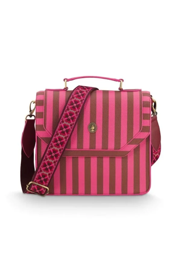 Hot Pip Studio Frances Schultertasche Mittel Streifen Rosa