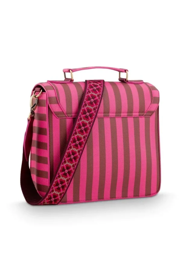 Hot Pip Studio Frances Schultertasche Mittel Streifen Rosa