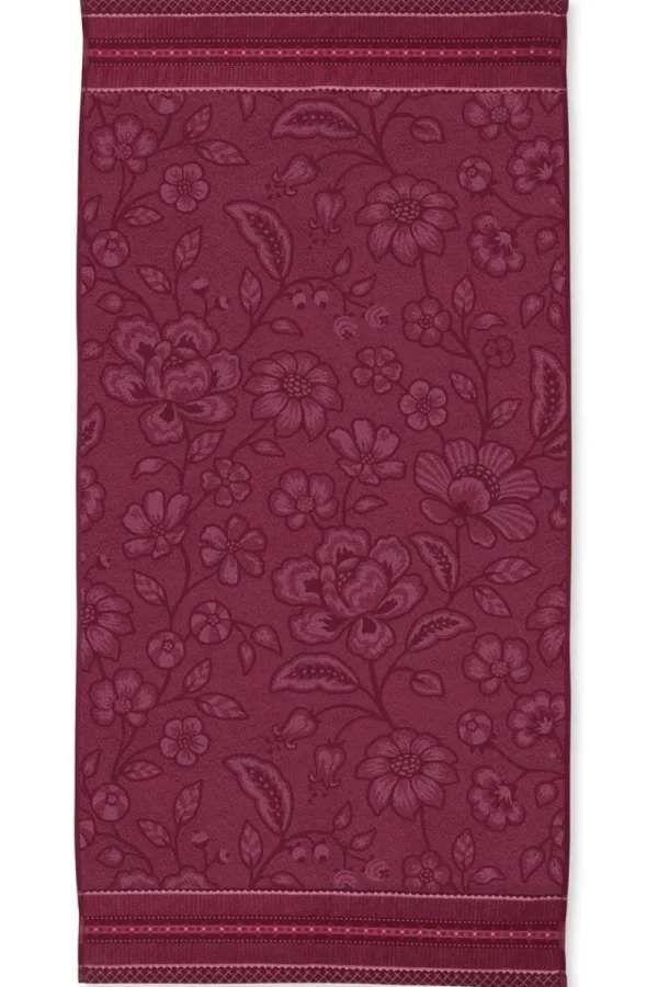 New Pip Studio Große Handtuch Jasmin Jacquard Dunkel 70x140cm Rosa