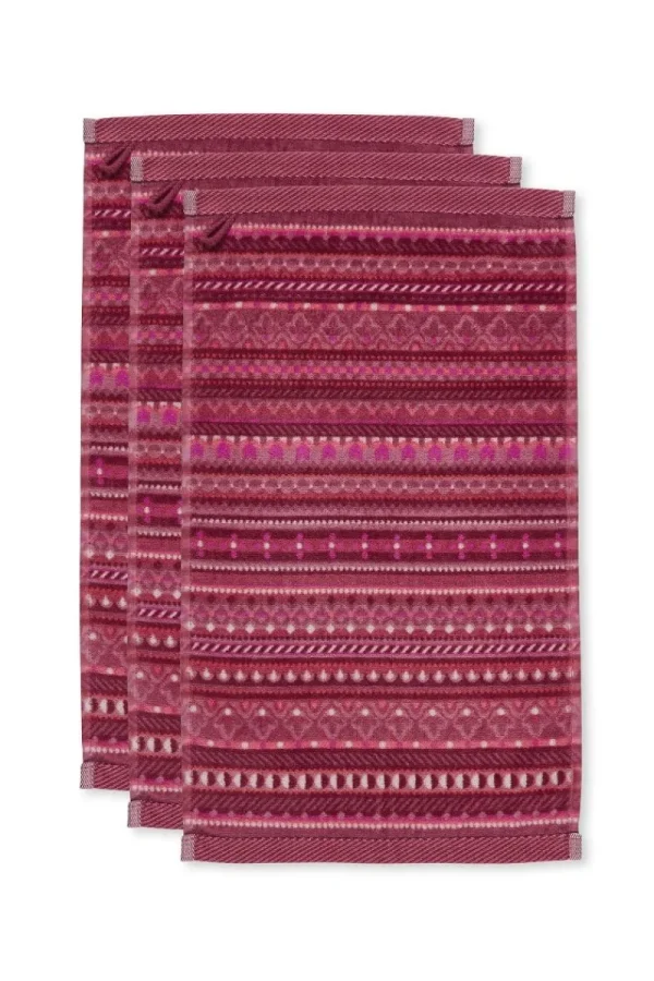 Fashion Pip Studio Gästehandtuch Set/3 Geometric Print Dunkel 30x50cm Rosa