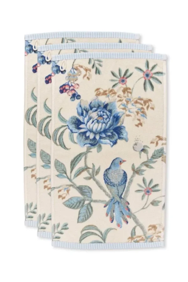 Shop Pip Studio Gästehandtuch Set/3 Secret Garden Weiß/ 30x50cm Blau