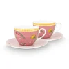 Shop Pip Studio La Majorelle Set/2 Cappuccino Tassen & Undertassen Rosa