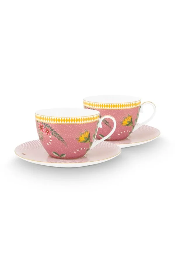 Shop Pip Studio La Majorelle Set/2 Cappuccino Tassen & Undertassen Rosa