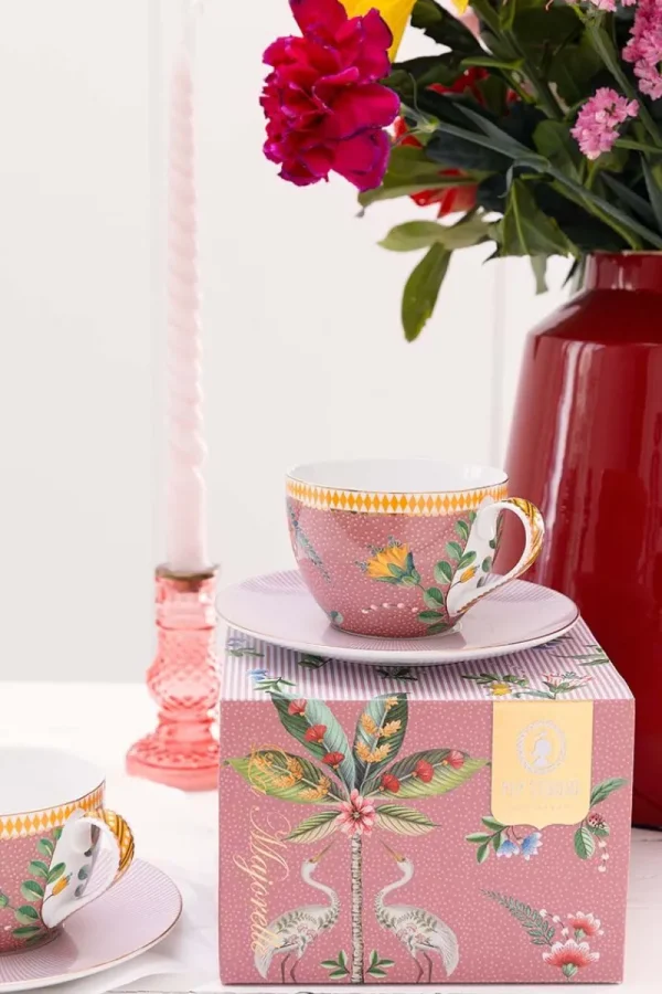 Shop Pip Studio La Majorelle Set/2 Cappuccino Tassen & Undertassen Rosa