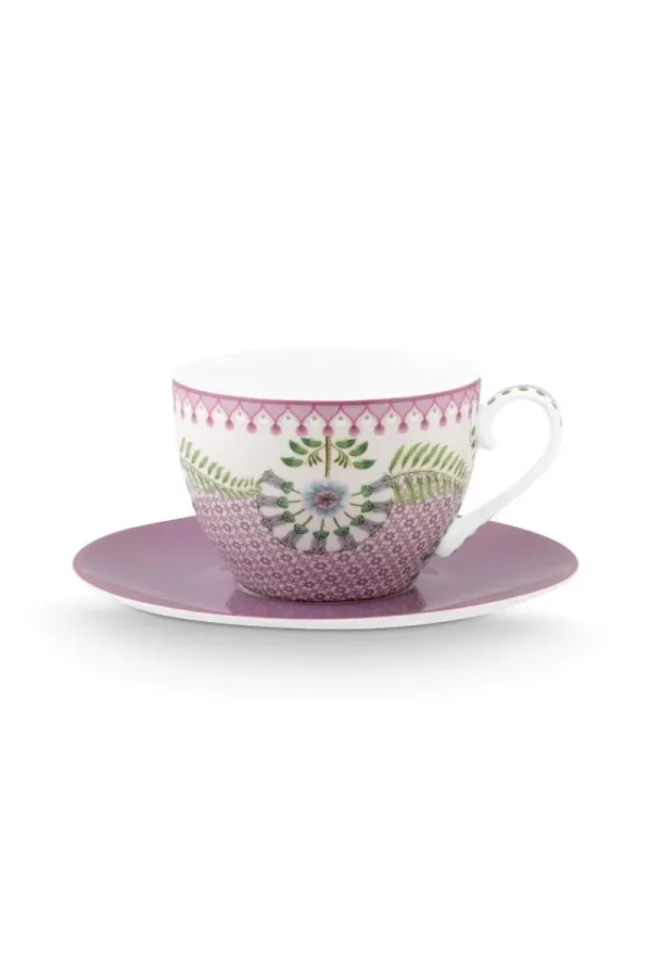 Sale Pip Studio Lily & Lotus Cappuccino Tasse & Untertasse Lila Violett