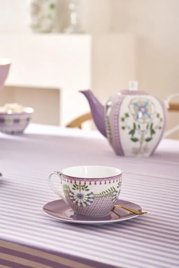 Outlet Pip Studio Lily & Lotus Set/2 Cappuccino Tasse & Untertasse Lila Violett