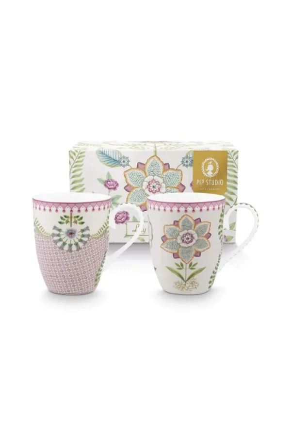 Clearance Pip Studio Lily & Lotus Set/2 Tassen Gross Lila 350ml Violett