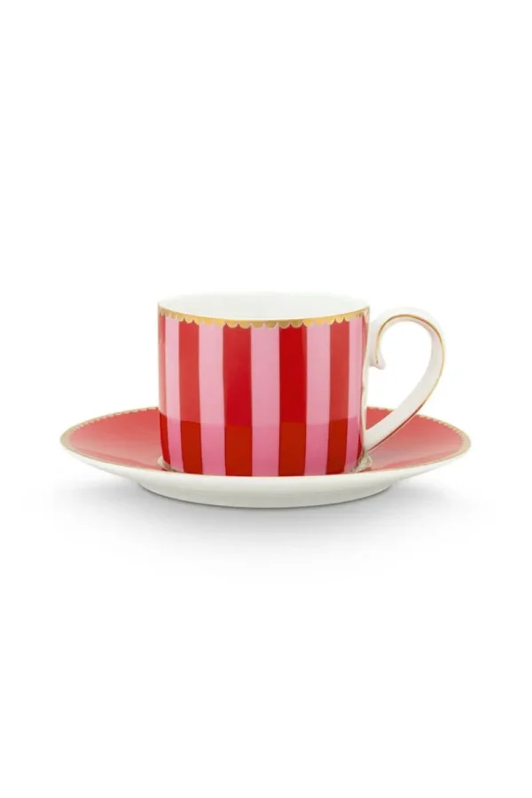 Outlet Pip Studio Love Birds Espresso Cup & Saucer Red/Pink Rosa