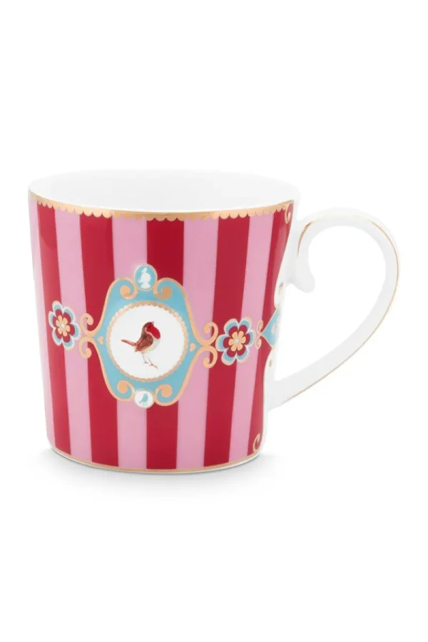 Outlet Pip Studio Love Birds Tasse Gross Gestreift Rot/Rosa