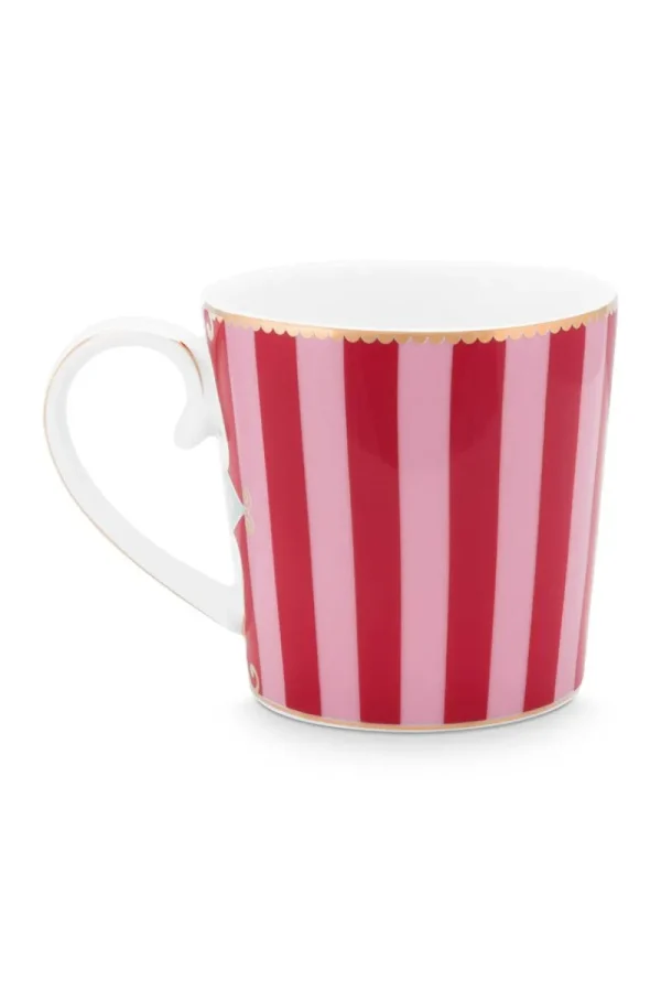 Outlet Pip Studio Love Birds Tasse Gross Gestreift Rot/Rosa