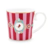 Cheap Pip Studio Love Birds Tasse Klein Gestreift Rot/Rosa