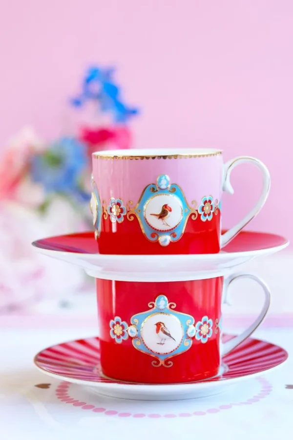 Flash Sale Pip Studio Love Birds Tasse Klein Rot/Rosa