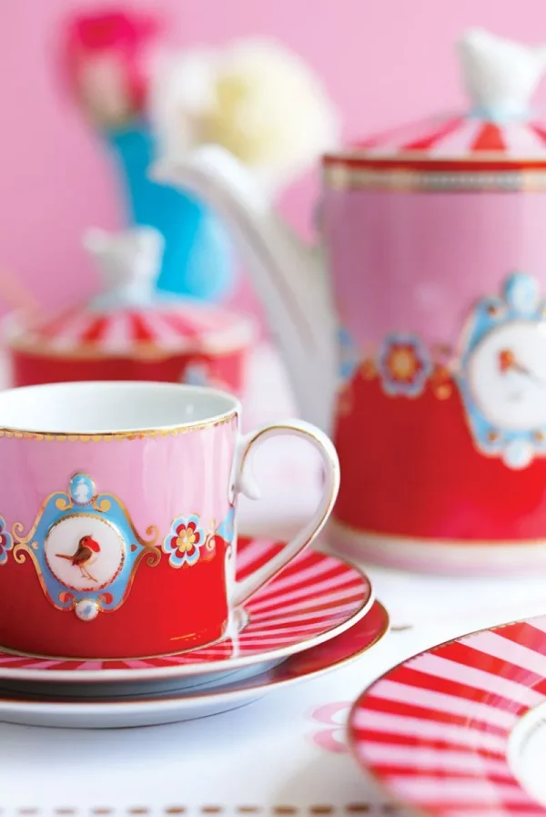 Flash Sale Pip Studio Love Birds Tasse Klein Rot/Rosa