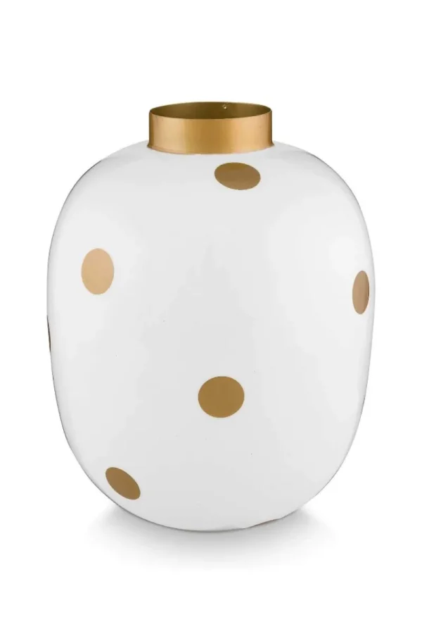 Sale Pip Studio Metall Vase Punkte Weiß Gold 32cm Weiss-Gold