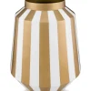 Discount Pip Studio Metall Vase Streifen Weiß Gold 29cm Weiss-Gold