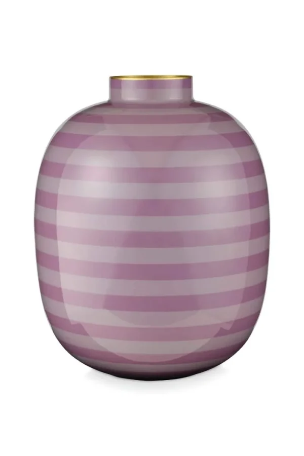 Fashion Pip Studio Metall Vase Stripes Lila 32cm Violett