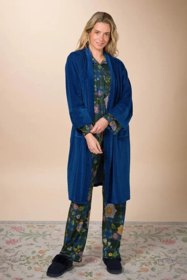 Online Pip Studio Naomi Kimono Velvet Little Sumo Stripe Blau