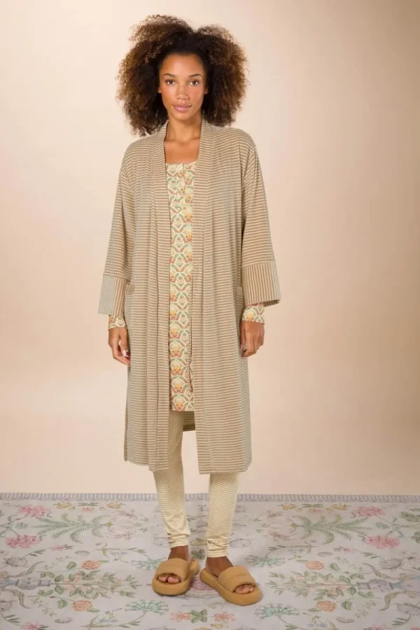 Clearance Pip Studio Naomi Kimono Velvet Little Sumo Stripe Sand