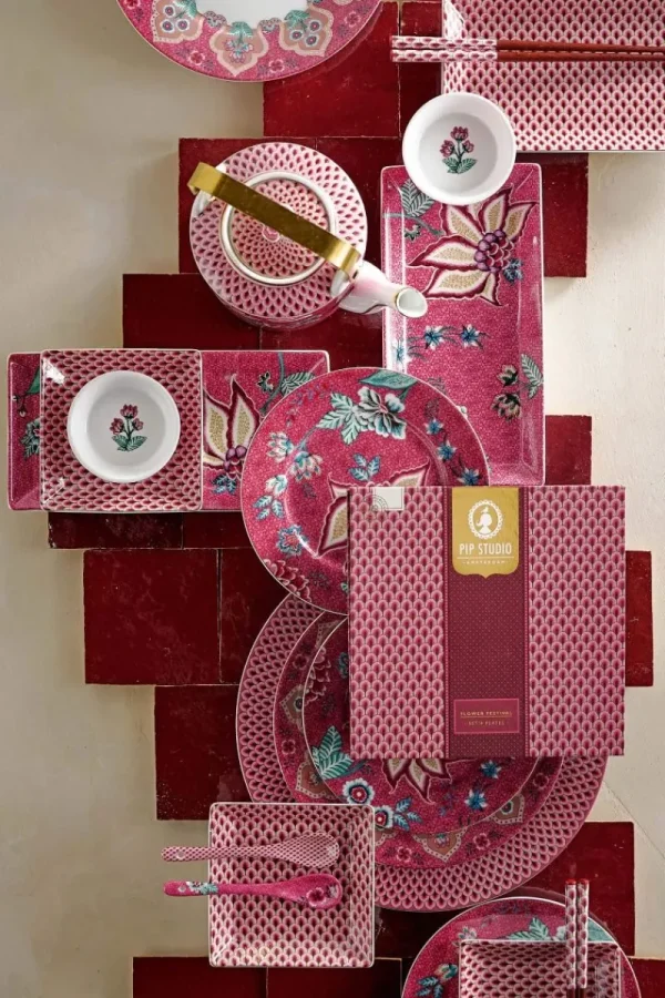 Fashion Pip Studio Oriental Flower Festival Sushi Set Dunkel Rosa