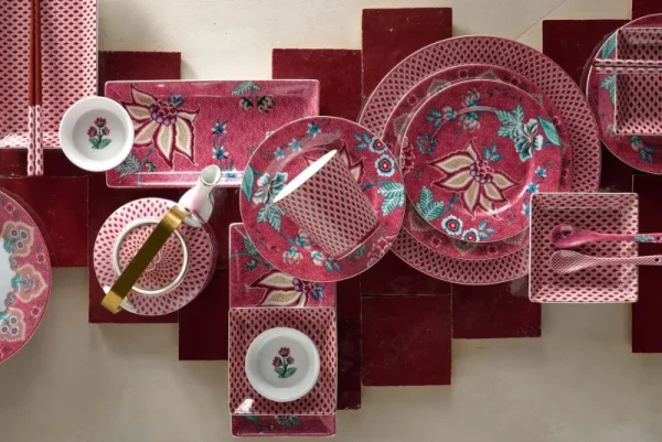 Hot Pip Studio Oriental Flower Festival Set/4 Tassen Dunkel Rosa