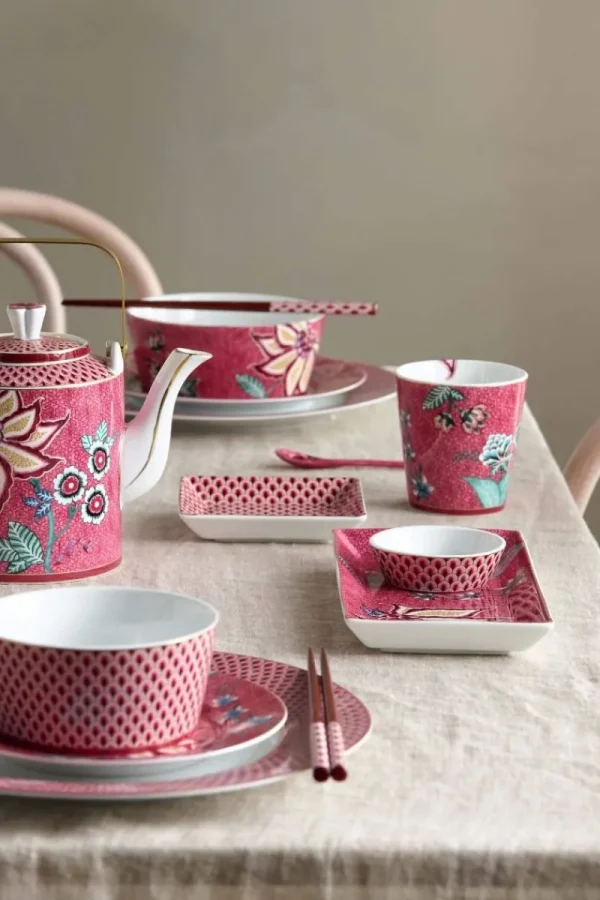 Hot Pip Studio Oriental Flower Festival Set/4 Tassen Dunkel Rosa