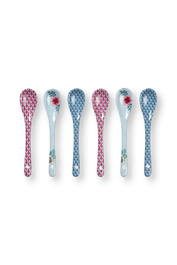 Discount Pip Studio Oriental Flower Festival Set/6 Teelöffel Blau