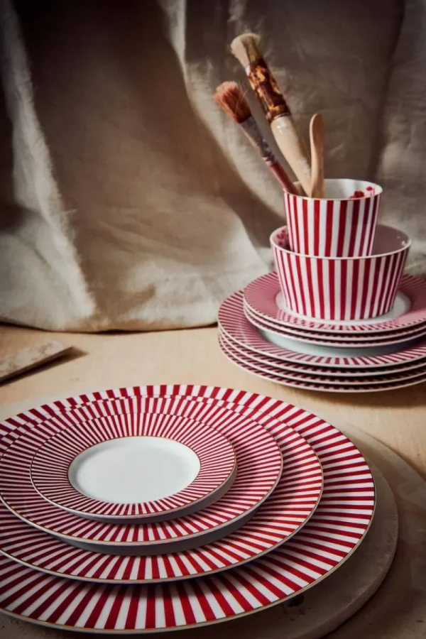 Online Pip Studio Royal Stripes Frühstücksteller Dunkel 21cm Rosa