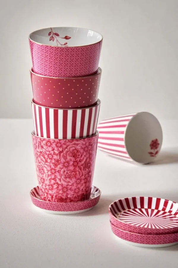 Store Pip Studio Royal Stripes Tasse & Teebeutelablage Dunkel Rosa