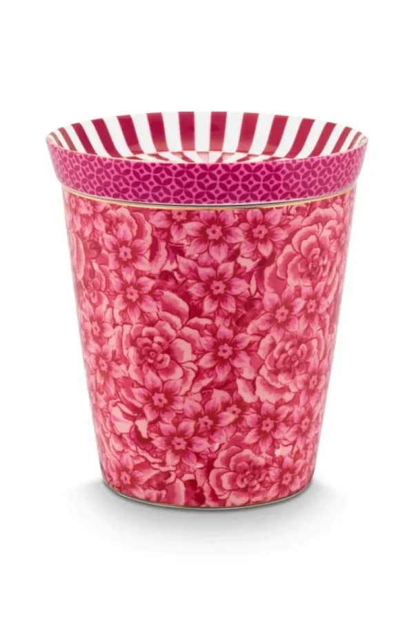 New Pip Studio Royal Stripes Tasse Blumen & Teebeutelablage Dunkel Rosa