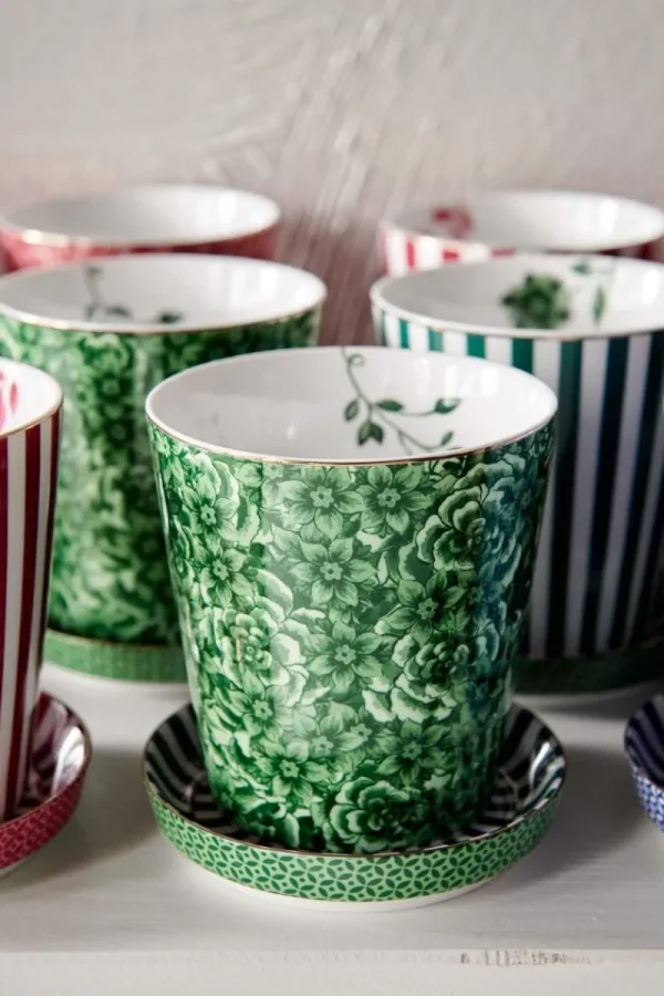 Store Pip Studio Royal Stripes Tasse Blumen & Teebeutelablage Grün