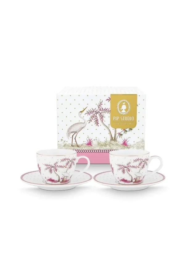 Best Sale Pip Studio Set/2 Espresso Tassen & Untertassen Jolie Punkte Gold Rosa