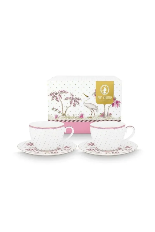 Cheap Pip Studio Set/2 Tassen & Untertassen Jolie Punkte Gold Rosa