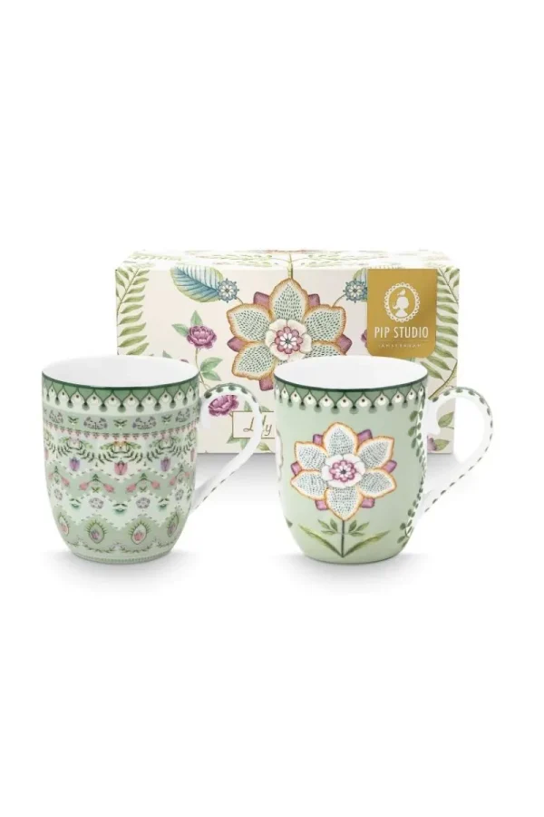 Store Pip Studio Set/2 Tassen Klein Lily&Lotus Hell Grün