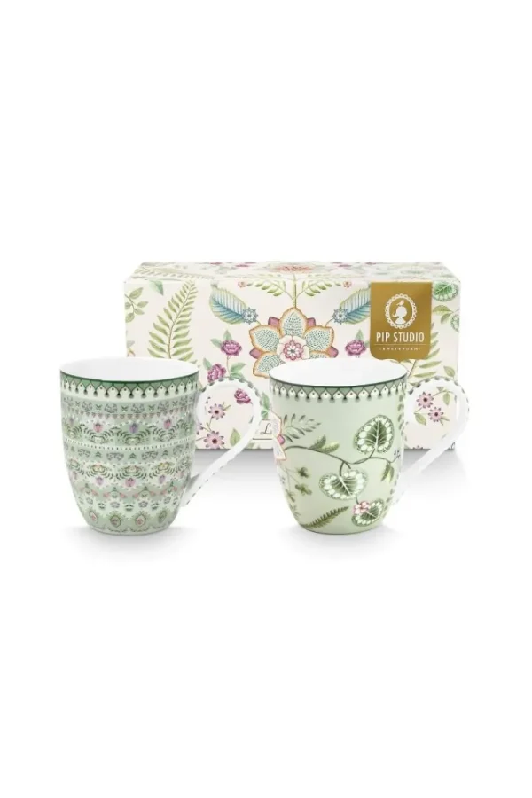 Clearance Pip Studio Set/2 Tassen XL Lily&Lotus Hell Grün