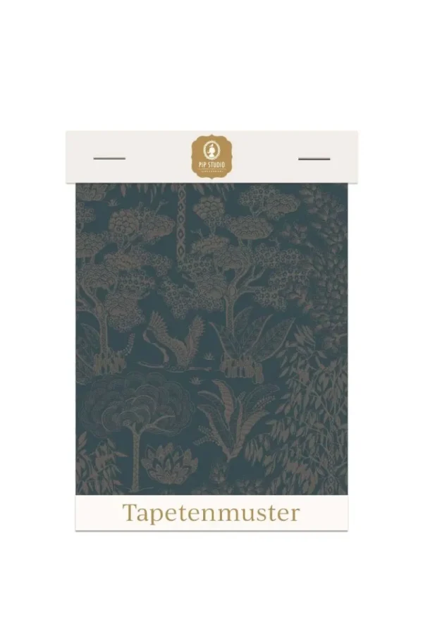 Discount Pip Studio Tapetenmuster Origami Tree Dunkel/Roségold Blau