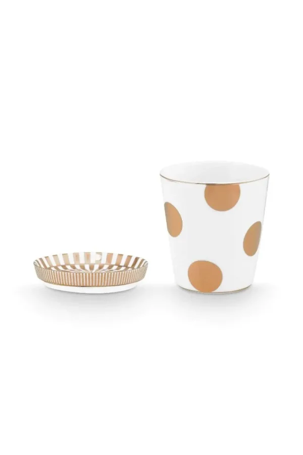 Cheap Pip Studio Tasse Klein Dot Delight & Teebeutelablage Weiss-Gold