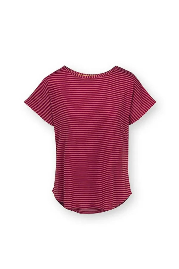 Outlet Pip Studio Tatum Top Kurze Ärmeln Little Sumo Stripe Rot Rosa